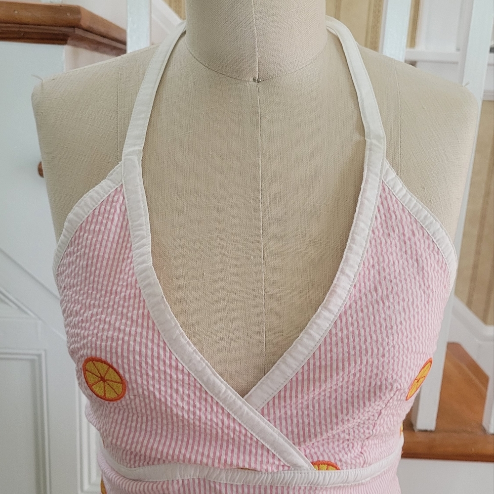 LILY PULITZER RARE Citrus Slice Halterneck Sleeveless Dress Pink Orange Size 4 - Picture 4 of 7